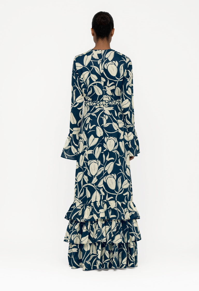 Citrus-Flora-hand-Embroidered-Cotton-Maxi-Dress-12081 - 2